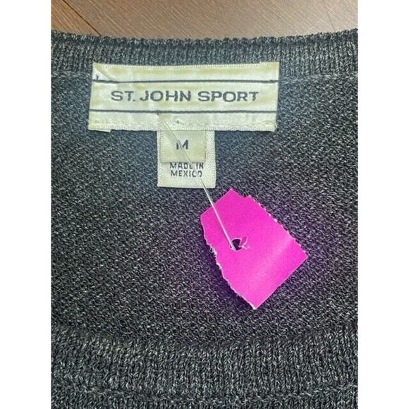 St. John Sport Pleated Hem Dress Grey Wool-Blend SZ Medium M Short Sleeve Shift - Picture 7 of 8